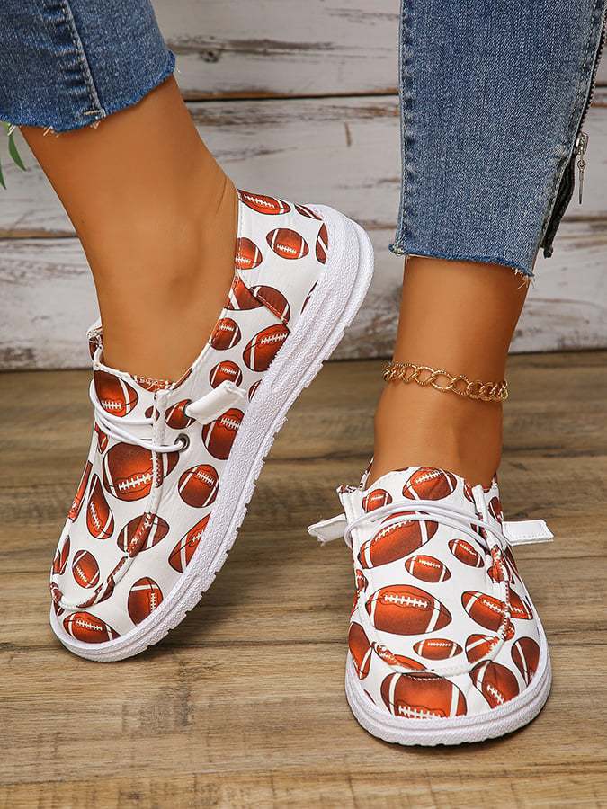 Women's Us Super Bowl Football Soft Sole Fashionable And Versatile Casual Sneakers-POIULTD