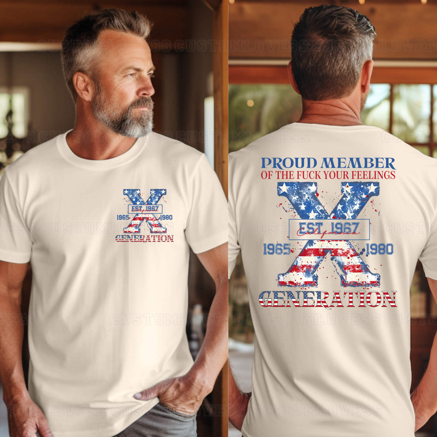 Custom Gen X American Flag T-Shirt-POIULTD