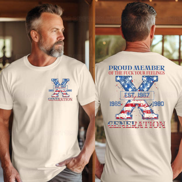 Custom Gen X American Flag T-Shirt-POIULTD