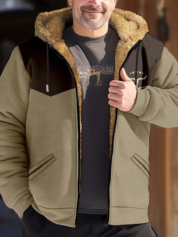 Men'S Retro Casual Long Sleeve Hooded Cotton Coat-POIULTD