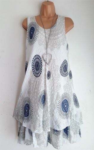 Vintage Print Sleeveless Dress-POIULTD