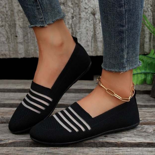 Casual Mesh Hollow Out Weave Women's Flat Shoes-POIULTD