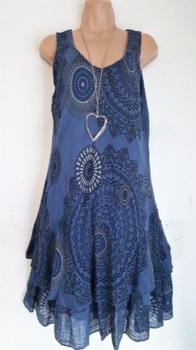 Vintage Print Sleeveless Dress-POIULTD
