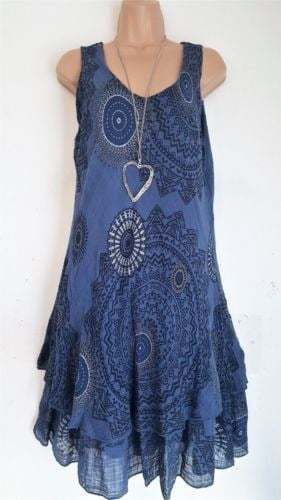 Vintage Print Sleeveless Dress-POIULTD