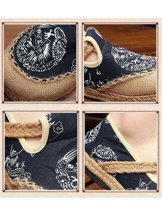 New Fashion National Shoes Breathable Woven And Flat Heads Easy To Wear Women's Shoes-POIULTD
