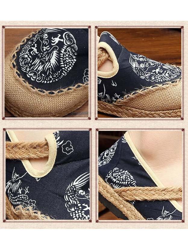 New Fashion National Shoes Breathable Woven And Flat Heads Easy To Wear Women's Shoes-POIULTD
