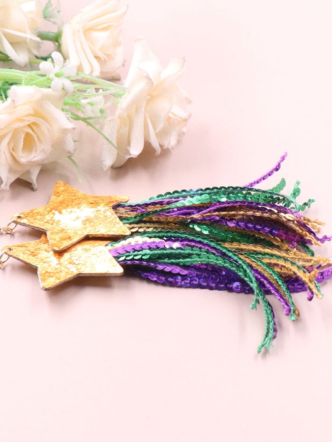 Mardi Gras Colorful Tassel Earrings-POIULTD