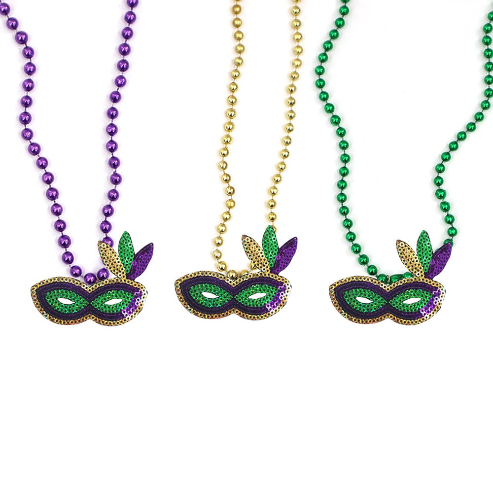 Unisex Mardi Gras Crawfish Mask Necklace ( Contains 3 )-POIULTD