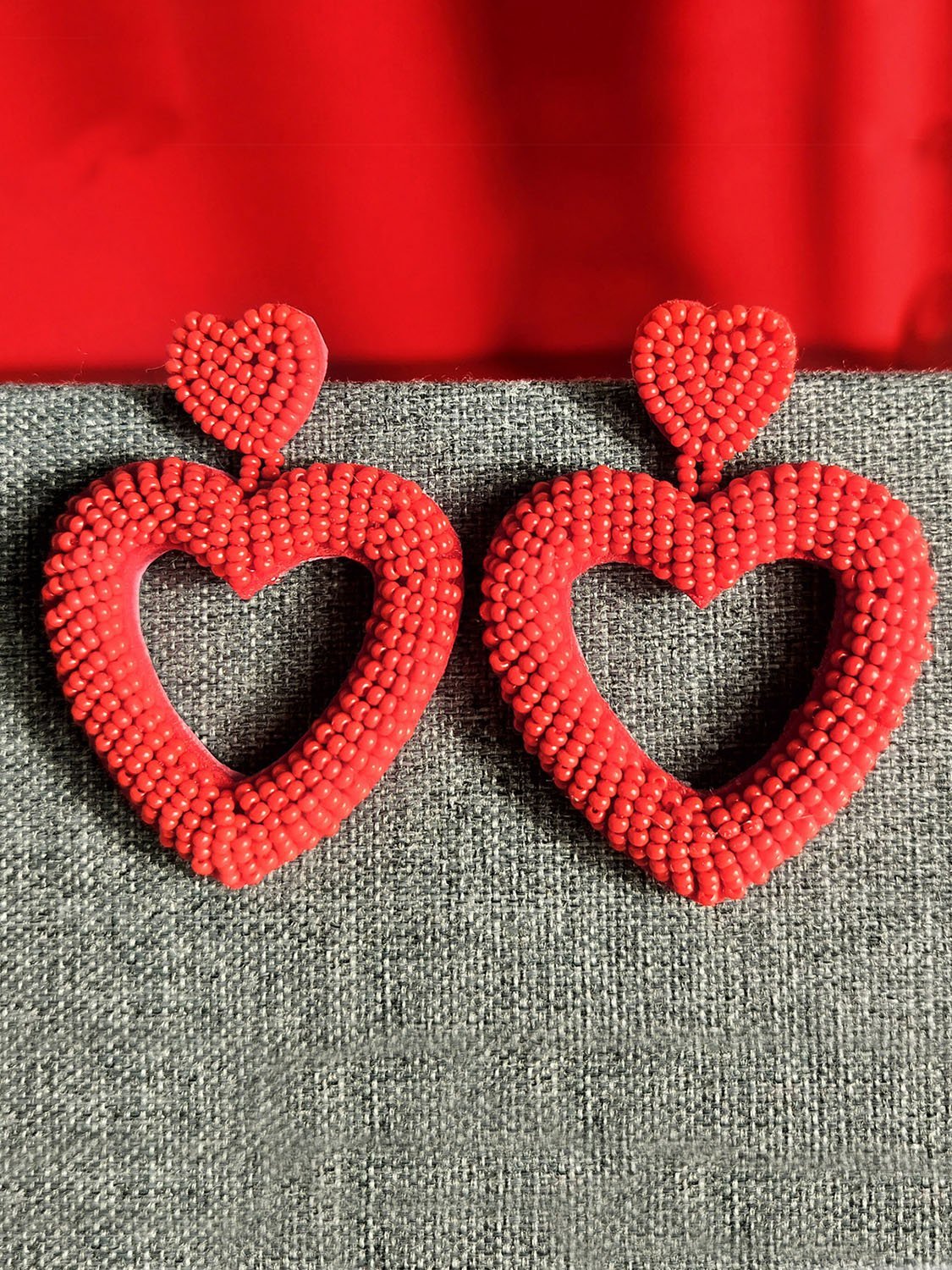 Hand-Woven Romantic Heart-Shaped Earrings-POIULTD