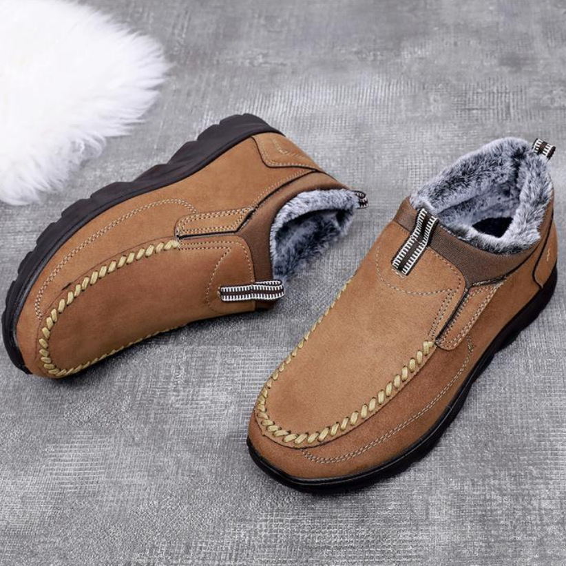 MEN'S COMFORTABLE INTERIOR WOOL PLUSH WATERPROOF SNOW COTTON SHOES-POIULTD