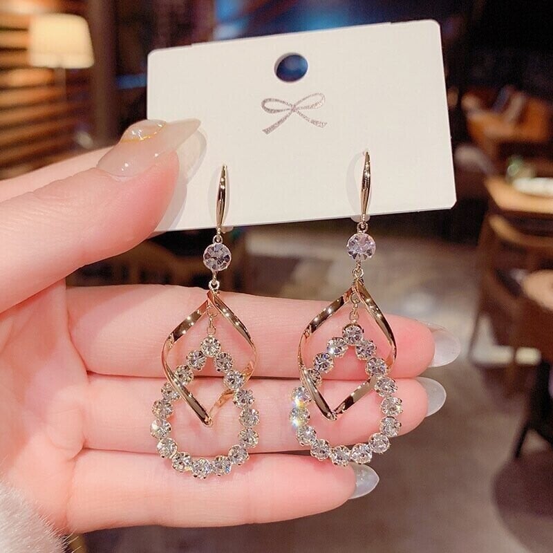 Water Drop Tassel Earrings-POIULTD