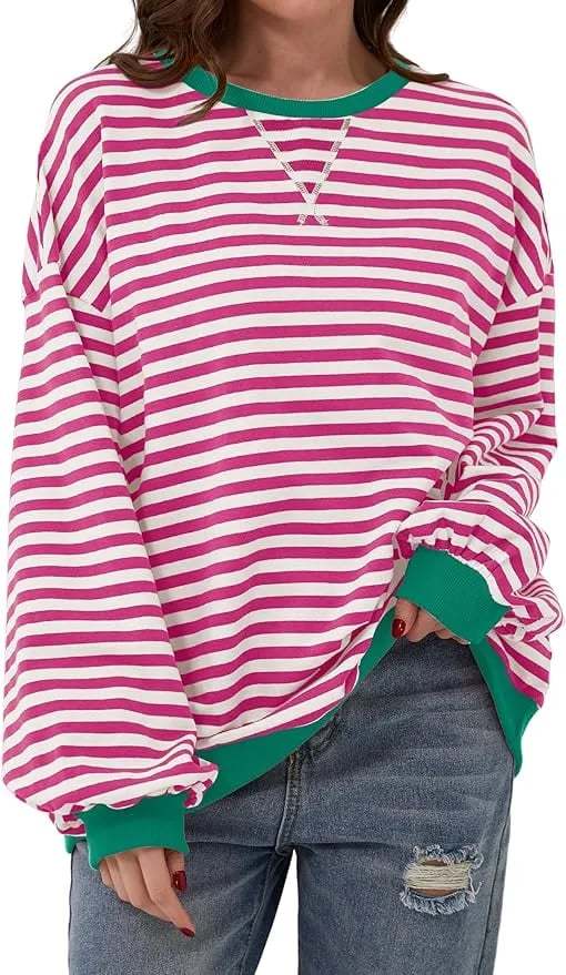 🎁Last Day Sale 49% OFF🏆️2024 Womens Stripes Color Block Sweatshirts-POIULTD