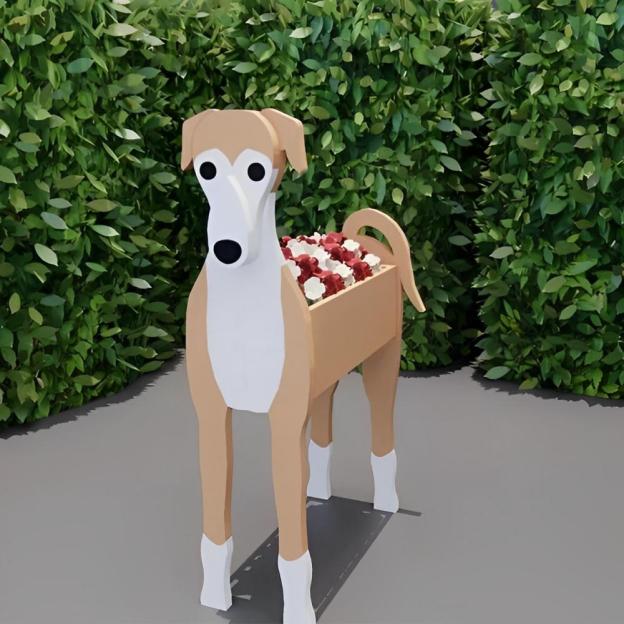 Brown Grey hound Dog Planter-POIULTD