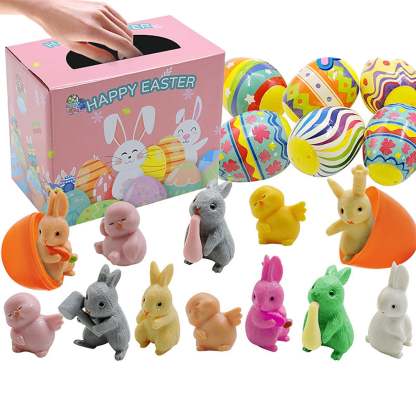Prefilled Easter Eggs With Pullback Construction Vehicles, Cute Animals, Dinosaurs, Jewelry pieces and Adorable Bunny-POIULTD