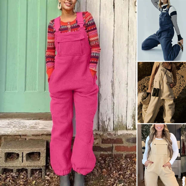 Women's Fleece Warm Loose Casual Jumpsuits-POIULTD