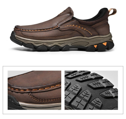 ⏰Promotion 60% OFF - 2025 New Men's Orthopedic Comfortable Hands-Free Genuine Leather Slip On Loafers-POIULTD