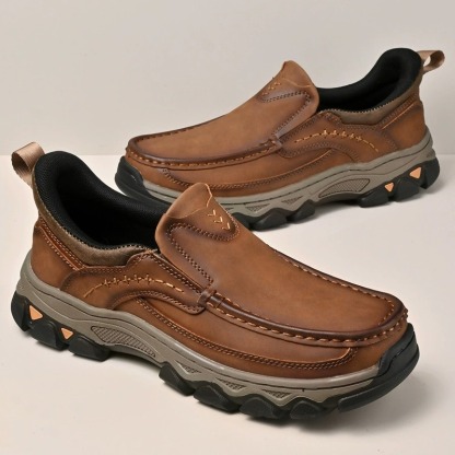 ⏰Promotion 60% OFF - 2025 New Men's Orthopedic Comfortable Hands-Free Genuine Leather Slip On Loafers-POIULTD