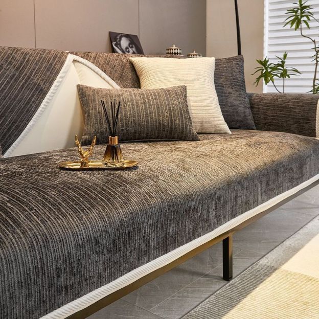 Simple Striped Chenille Anti-scratch Couch Cover