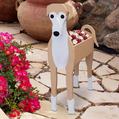 Brown Grey hound Dog Planter-POIULTD