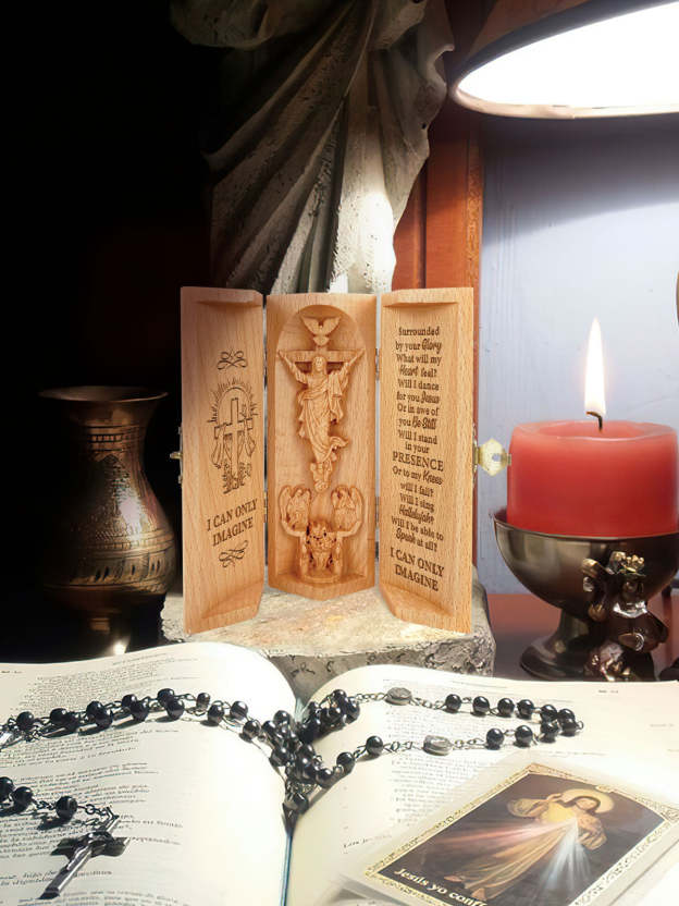 I Can Only Imagine - Openable Wooden Cylinder Sculpture of Jesus Christ