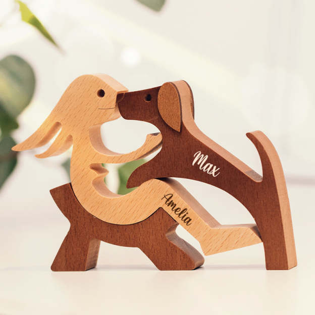 Personalized Custom Wooden Pet Carvings - The Love Between You And Your Fur-Friend - Gift For Pet Lovers - Wood Sculpture Table Ornaments, Carved Wood Decor-POIULTD