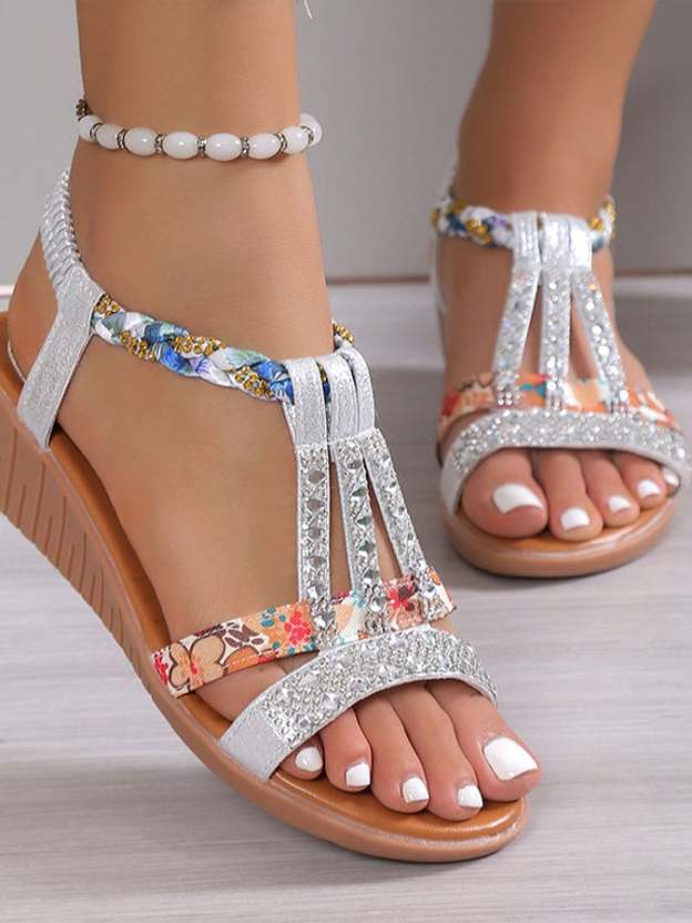 Women's Casual Plain Slip On Flat Heel Wedge Sandals-POIULTD