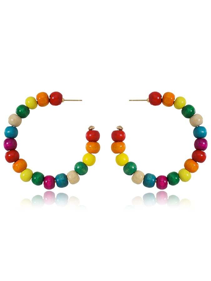 Women's Carnival Colored Wooden Beads Fashionable And Versatile Temperament Light Luxury Earrings-POIULTD