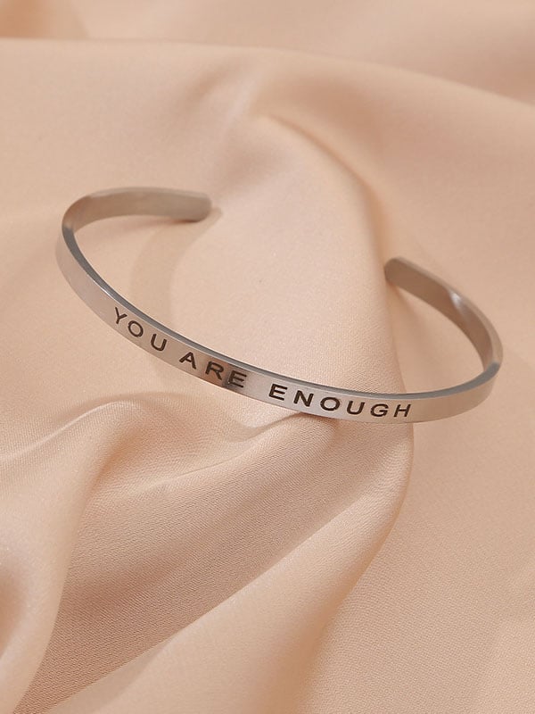 You Are Enough Stainless Steel Openable Bracelet-POIULTD