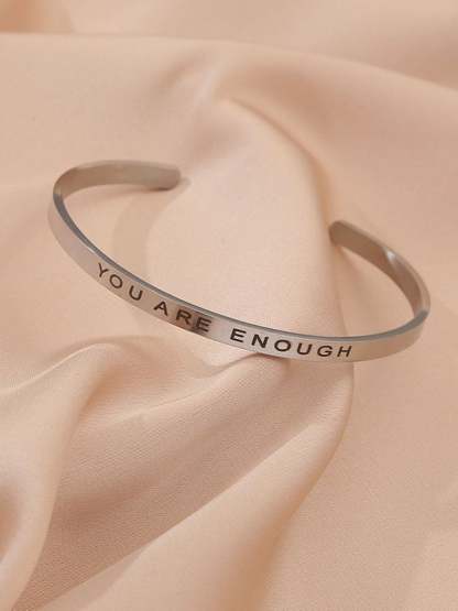 You Are Enough Stainless Steel Openable Bracelet-POIULTD