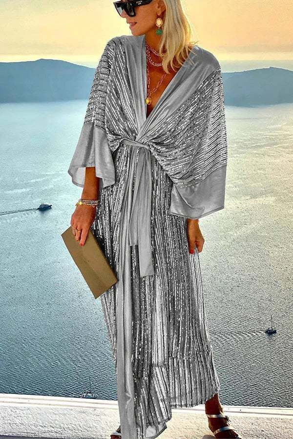 Dreamy Evenings Retro Court Style Kimono Maxi Dress-POIULTD