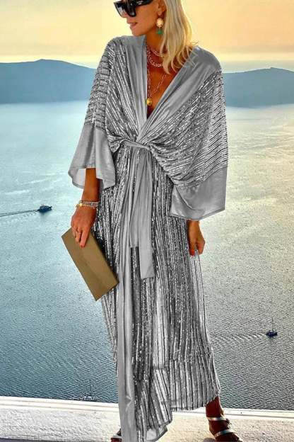 Dreamy Evenings Retro Court Style Kimono Maxi Dress-POIULTD