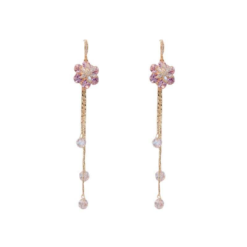 (🌸New Spring) Purple Flower Tassel Earrings-POIULTD