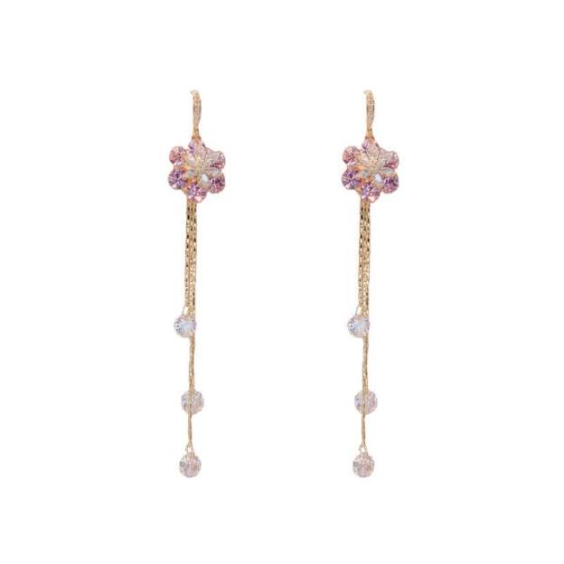 (🌸New Spring) Purple Flower Tassel Earrings-POIULTD