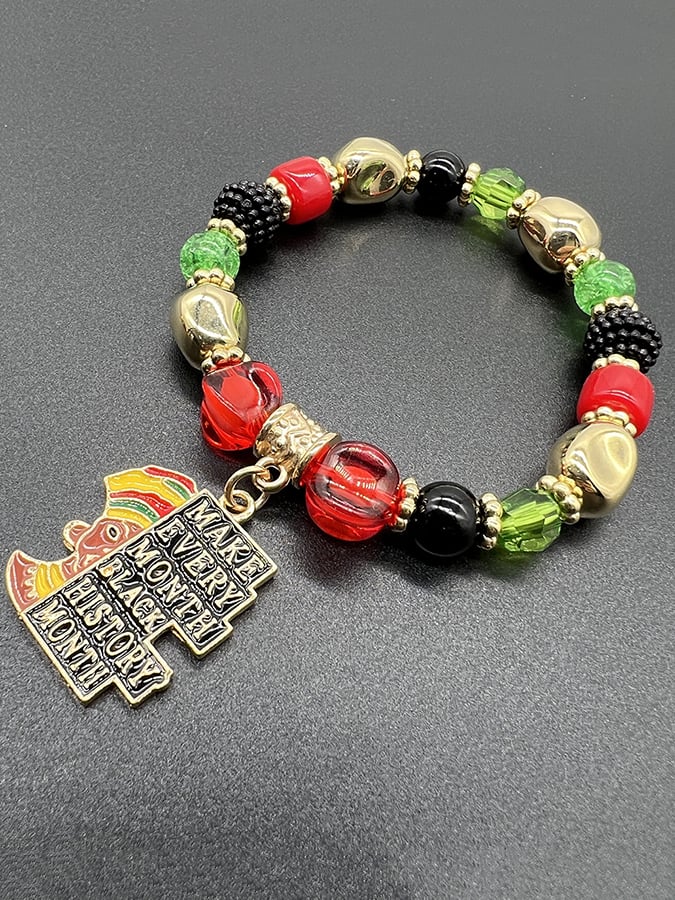 Unisex Black History Month Stretch Cord Bracelet-POIULTD