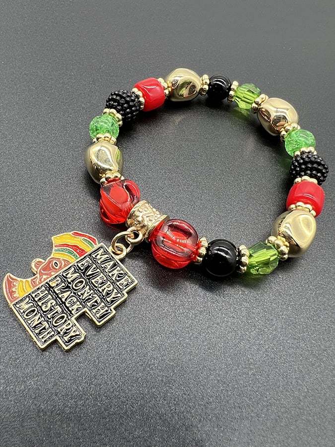 Unisex Black History Month Stretch Cord Bracelet-POIULTD
