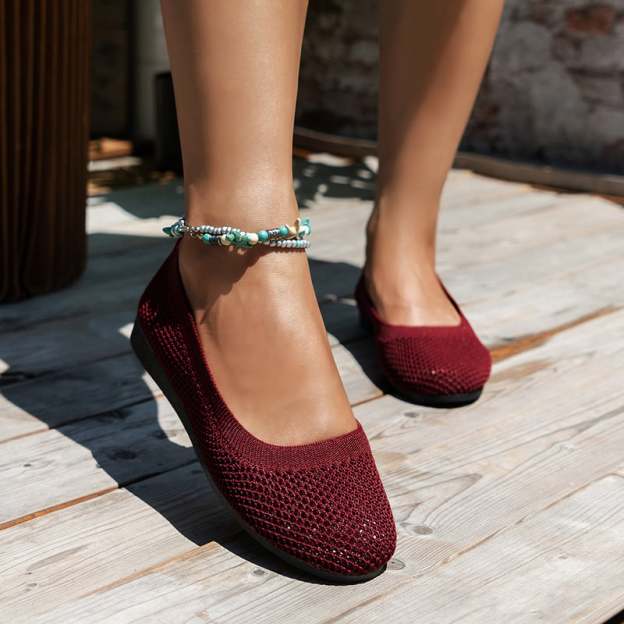 Casual Round Toe Hollow Out Weave Women's Flat Shoes-POIULTD