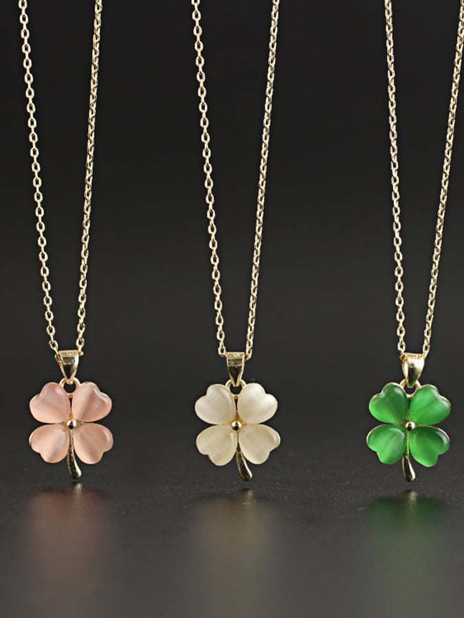 Women St. Patrick's Day Stylish Clover Pendant Necklace-POIULTD