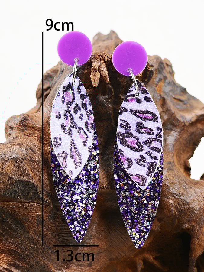 Women's Carnival Leopard Print Shiny Sequin Fashion Versatile And Elegant Light Luxury Earrings-POIULTD