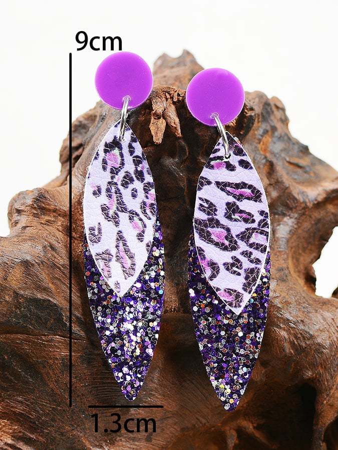 Women's Carnival Leopard Print Shiny Sequin Fashion Versatile And Elegant Light Luxury Earrings-POIULTD