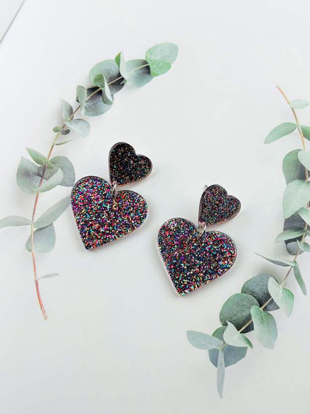 Women's Valentine's Day Glitter Small Love Design Versatile Fashion Earrings-POIULTD