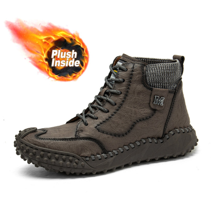 Men Retro Microfiber Leather Non Slip Casual Ankle Boots-POIULTD