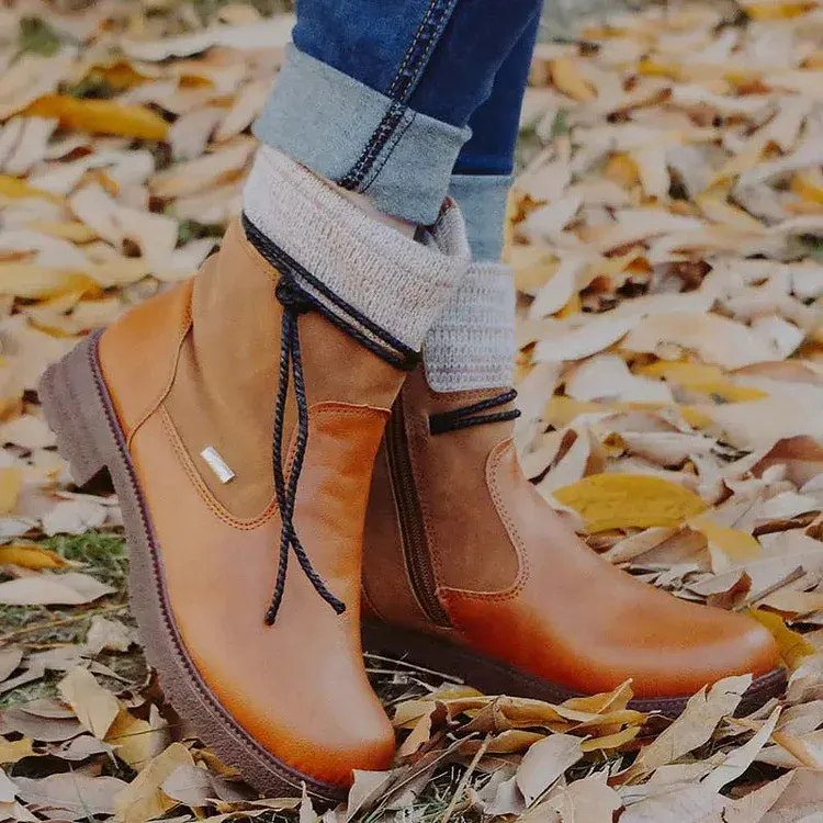 🔥Last Day Promotion 50% OFF - Women's Casual Vintage Leather Zip Boots