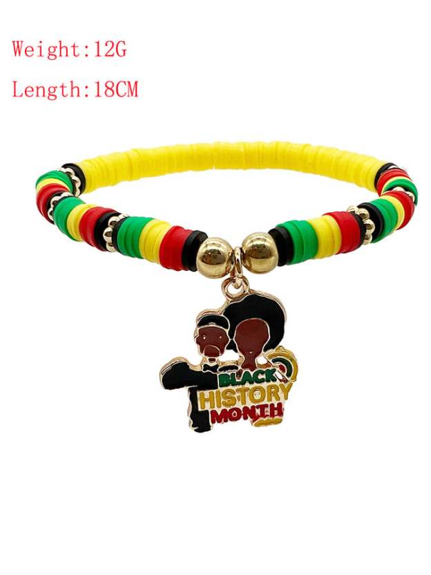Unisex Black History Month Stretch Cord Bracelet-POIULTD