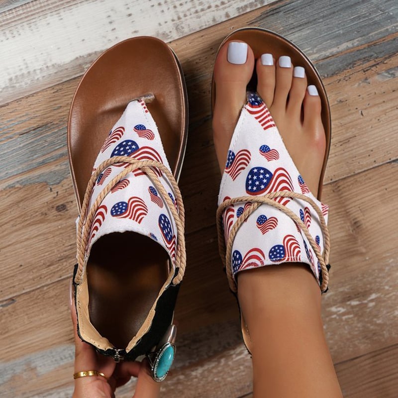 Women's Fashionable And Comfortable Printed Back Zipper Beach Sandals-POIULTD