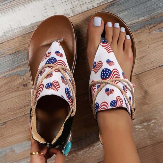 Women's Fashionable And Comfortable Printed Back Zipper Beach Sandals-POIULTD