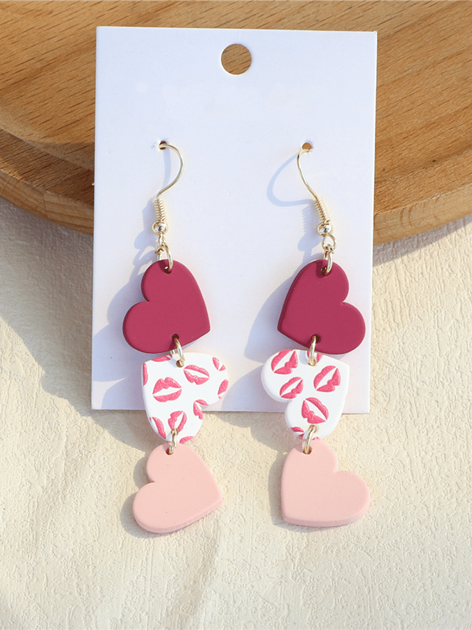 Women's Valentine's Day Multi-Layered Love Design Versatile Fashionable Earrings-POIULTD