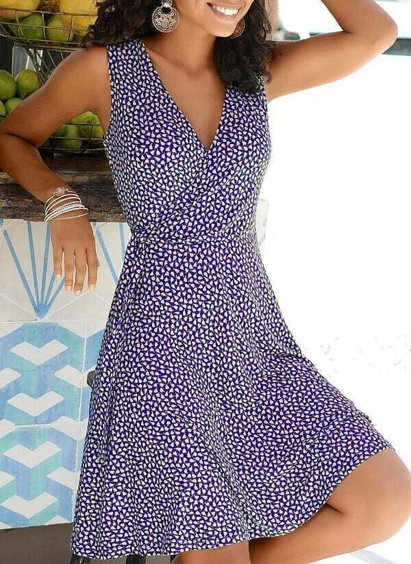 Print Sleeveless A-line Knee Length Casual/Vacation Dresses (🔥BUY 2 FREE SHIPPING🔥)-POIULTD