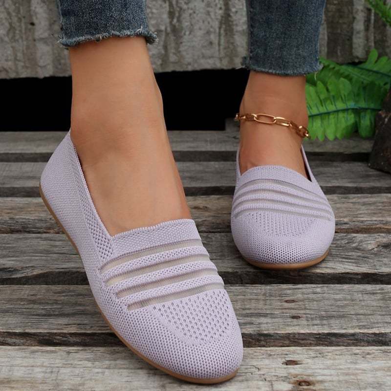 Casual Mesh Hollow Out Weave Women's Flat Shoes-POIULTD