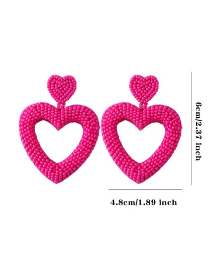 Hand-Woven Romantic Heart-Shaped Earrings-POIULTD