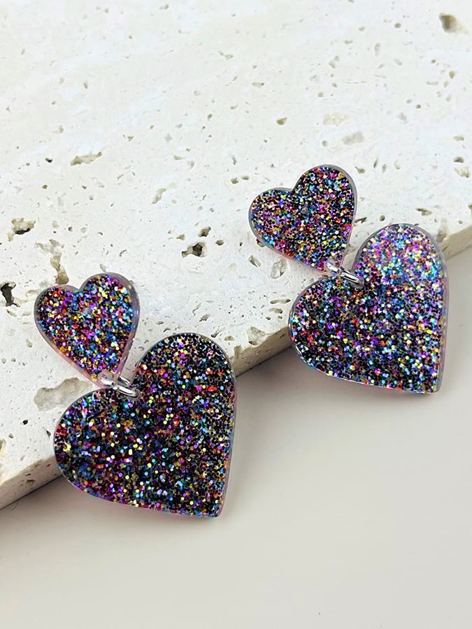 Women's Valentine's Day Glitter Small Love Design Versatile Fashion Earrings-POIULTD